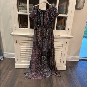 Lulu's Black and Pink Floral off shoulder Dress